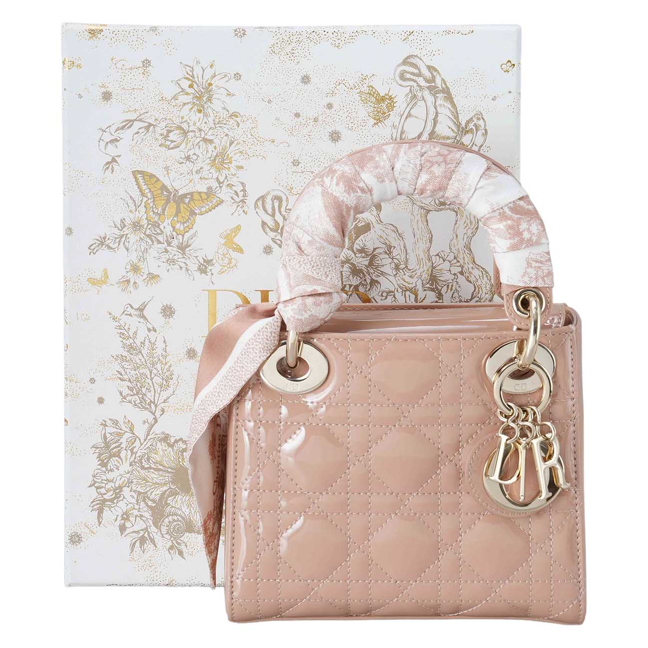 CHRISTIAN DIOR(USED)크리스찬디올 레이디디올 페이던트 미니백&트윌리